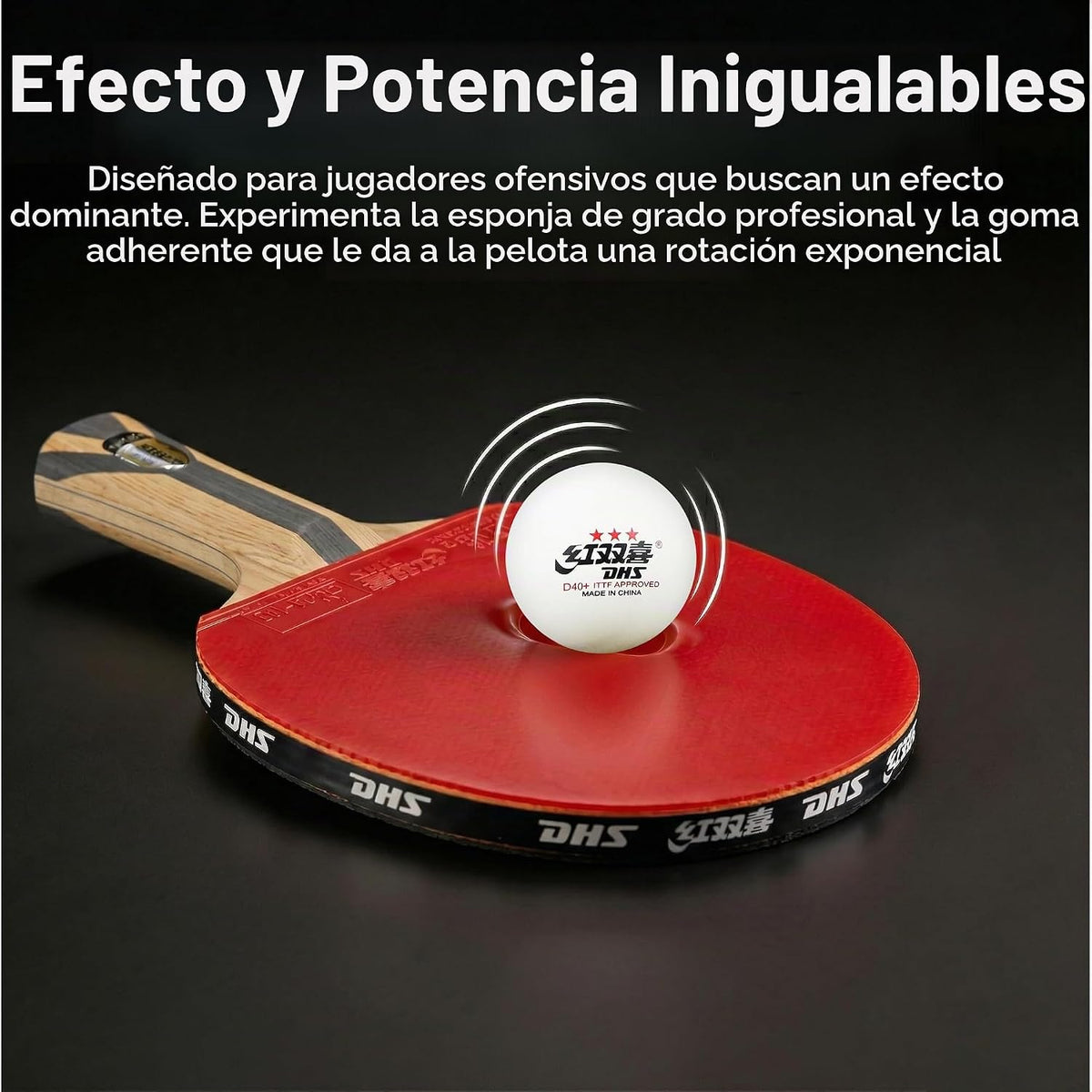 Paleta de Ping Pong Profesional DHS, Raqueta de Tenis de Mesa de Ca...