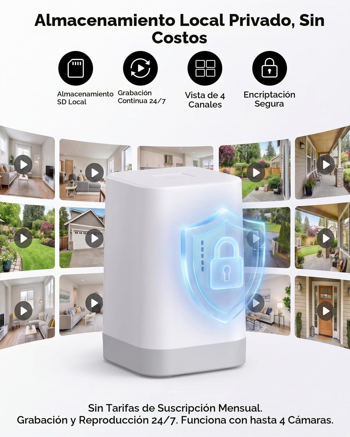 Carltec Sistema de cámara de seguridad solar sin cargo mensual con...