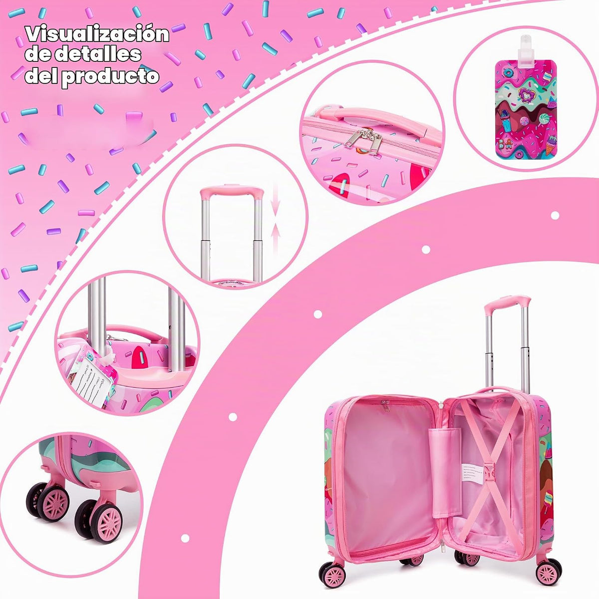 Esteemly Juego de equipaje para niños, 4 piezas, 16 pulgadas, rueda...