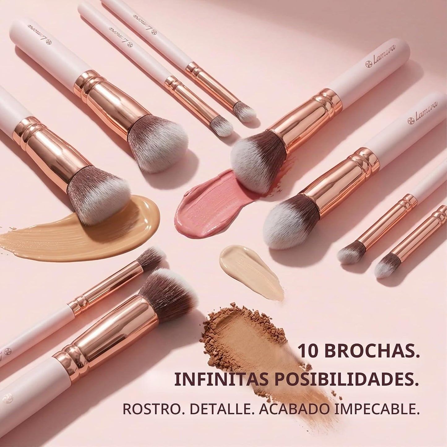 Kabuki - Juego de brochas de maquillaje, base en polvo, rubor, corr...