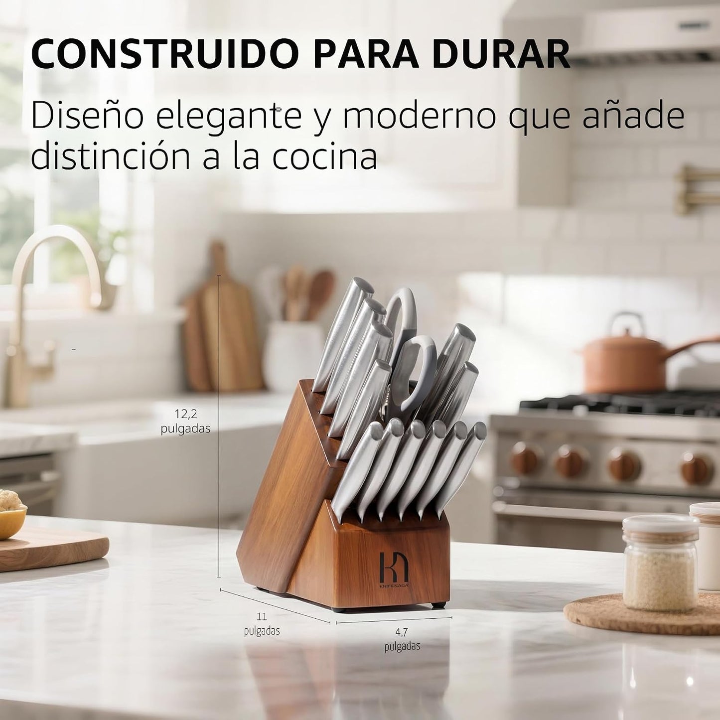 KnifeSaga - Juego de bloques de cuchillos de 14 piezas, premium, af...