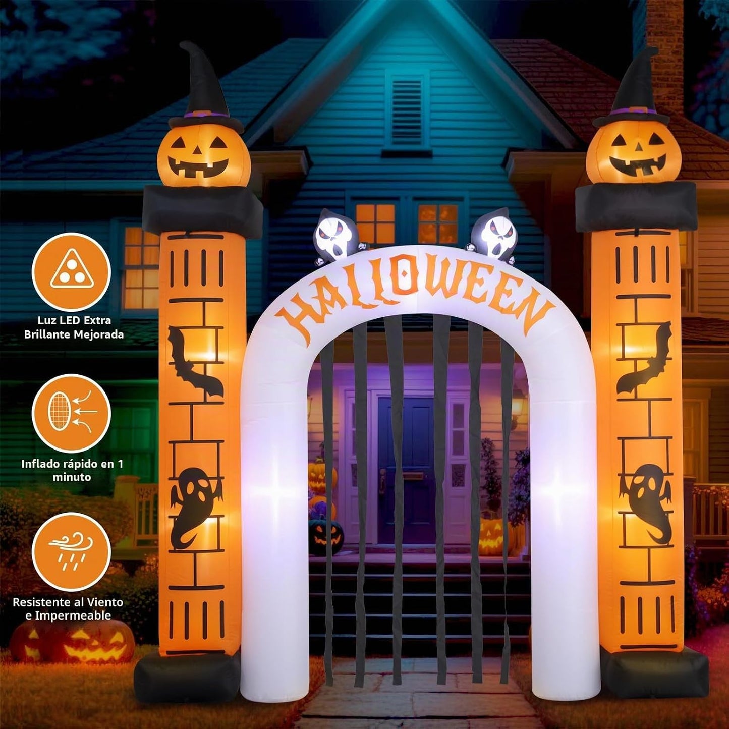 Arco inflable gigante de Halloween de 11 pies de alto x 10 pies de...