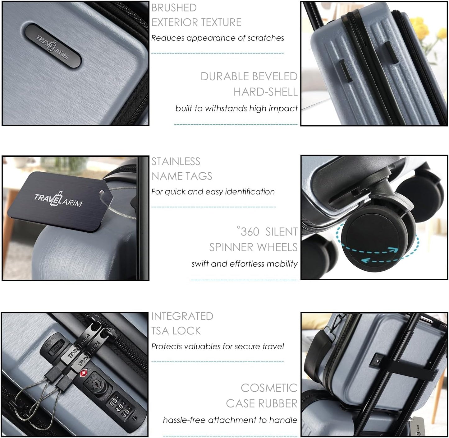TRAVELARIM No se puede expandir, Gris, Maleta de mano de 20 pulg. |...