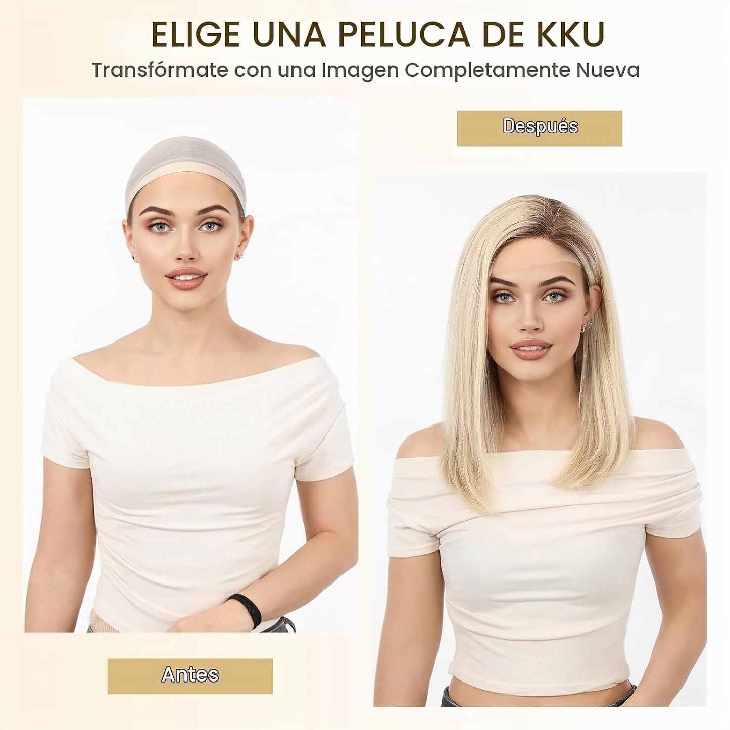 Wear but free KKU - Peluca de cabello humano 100% humano, pelucas d...