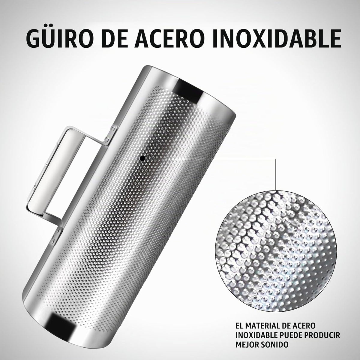 Soulmate Güiro de Instrumento 12"x5" de Acero Inoxidable, G...