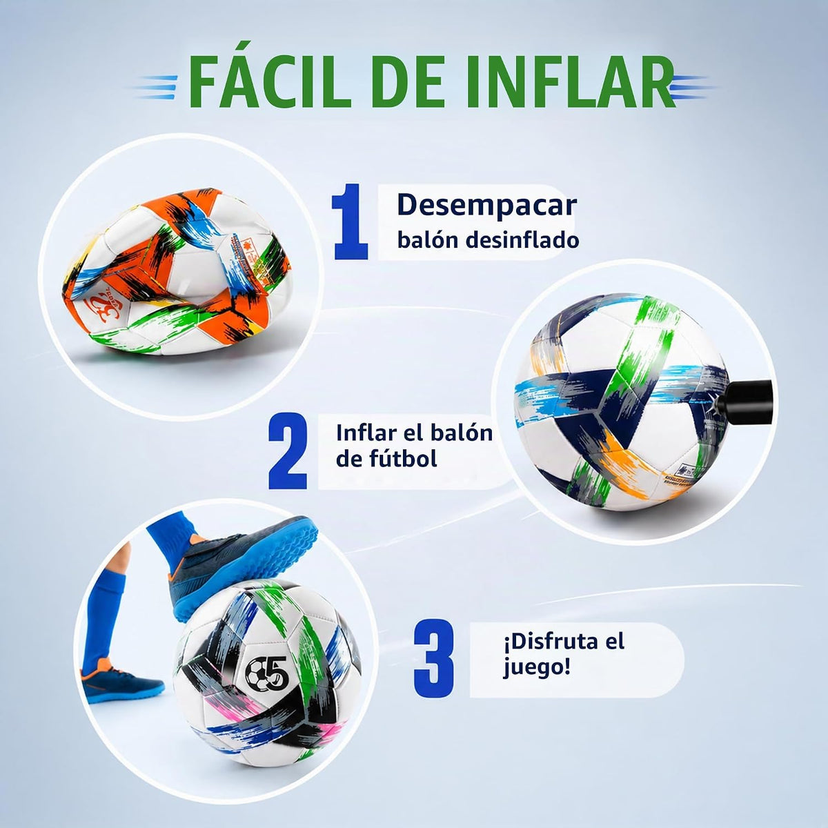 Innotoys Balón de fútbol tamaño 5, tamaño 4, tamaño 3, desinflado,...