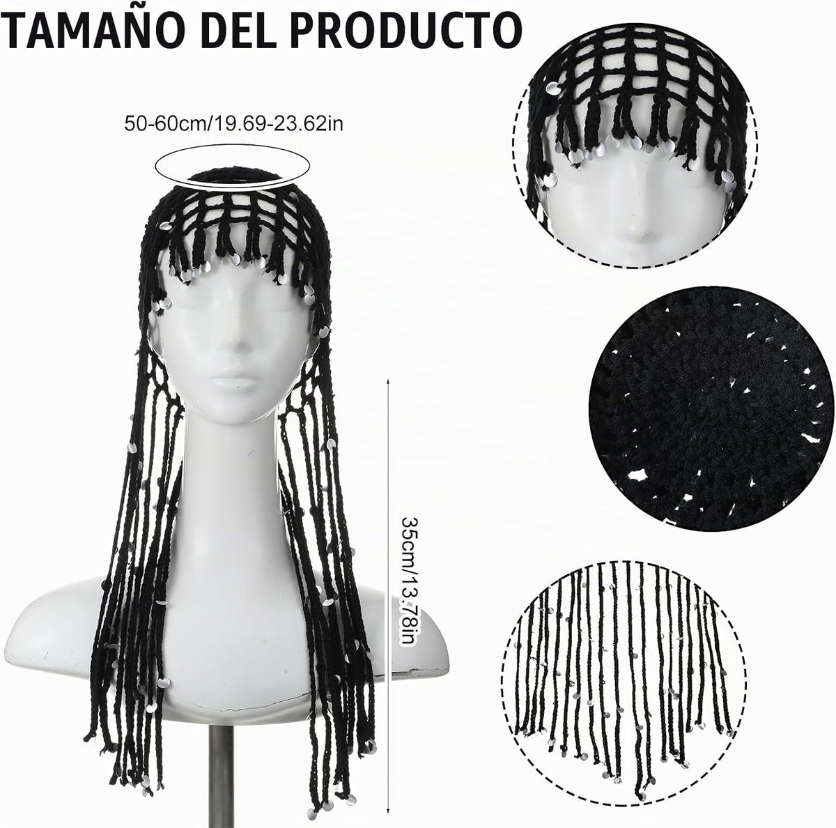 Newcotte Gorros de ganchillo para mujer, gorro con cuentas de borla...