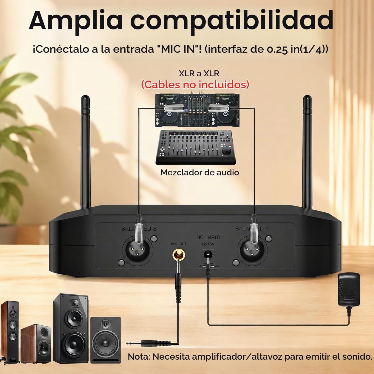 Gritto Sistema de micrófono inalámbrico de 4 canales, micrófono ina...