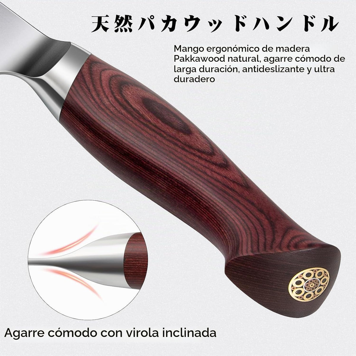 SANMEIHO Cuchillo de chef de 7 pulgadas, cuchillo Santoku japonés d...