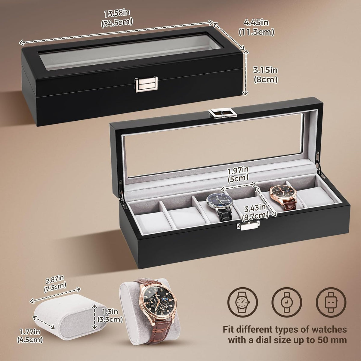 ProCase Caja de reloj de madera para hombre, estuche de exhibición...