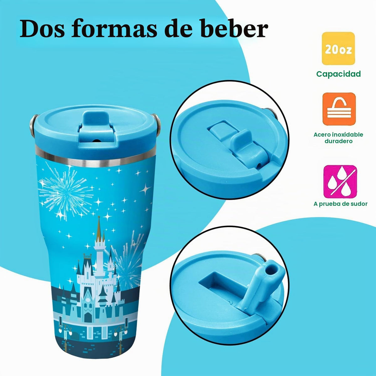 Sxdcfrs Vaso de ratón de dibujos animados de 40 onzas con tapa y pa...