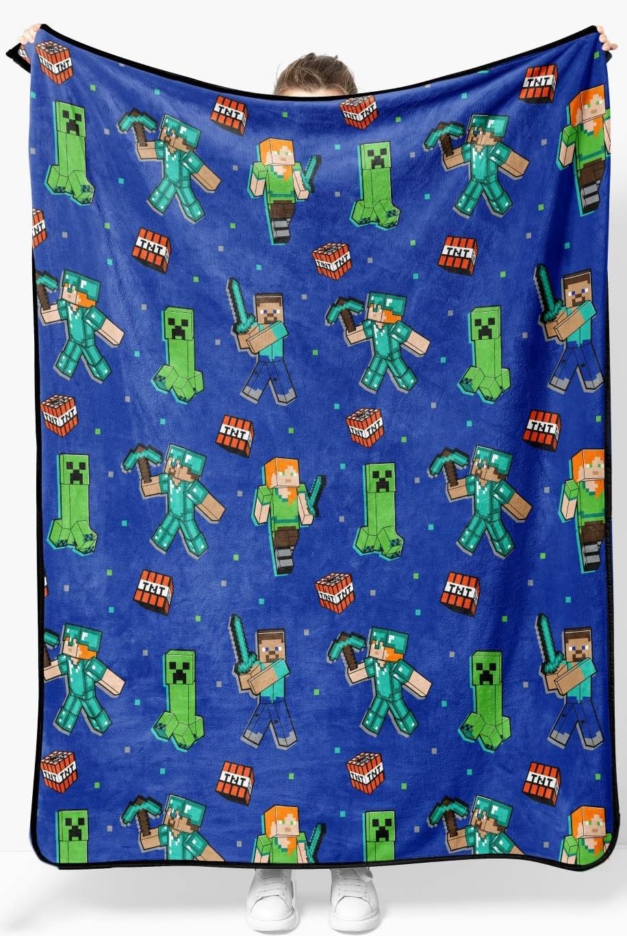 Manta de felpa Minecraft - Mide 50 x 60 pulgadas - Ropa de cama azu...