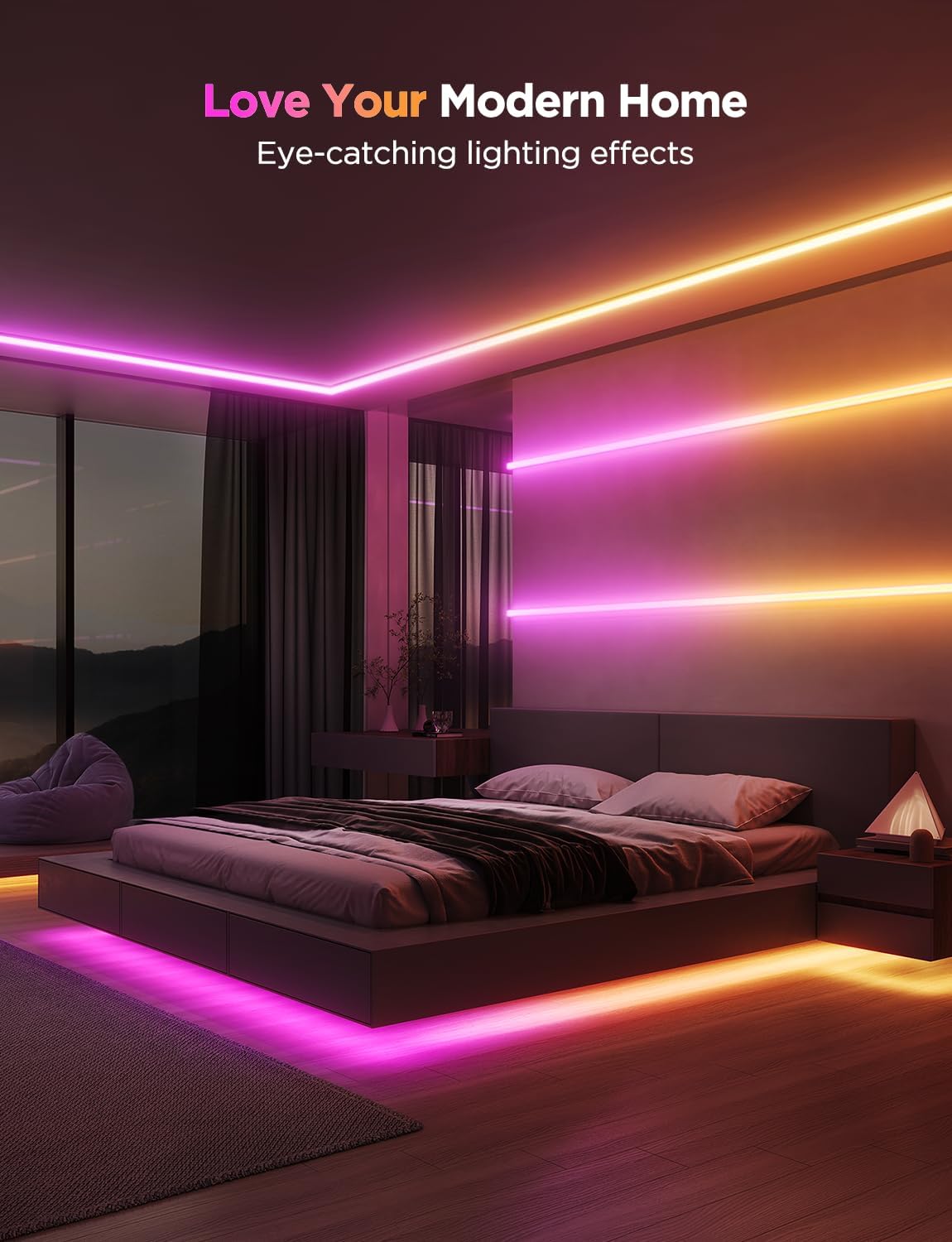 Govee RGBIC - Tira de luces LED de 16.4 pies con cubiertas, luces L...
