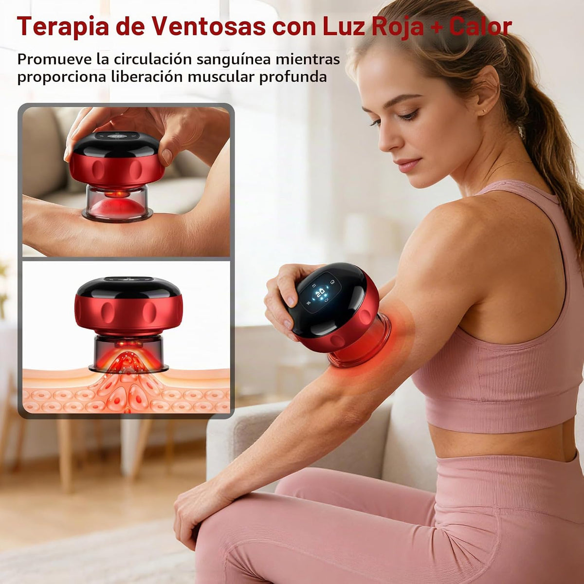 Cakoutanb Juego de 8 ventosas, masajeador inteligente de ventosas,...