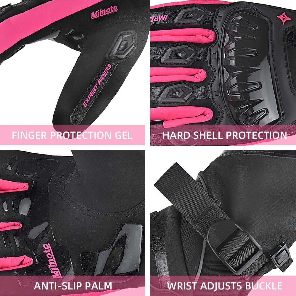 mjmoto Guantes de motocicleta a prueba de viento, impermeables, gua...