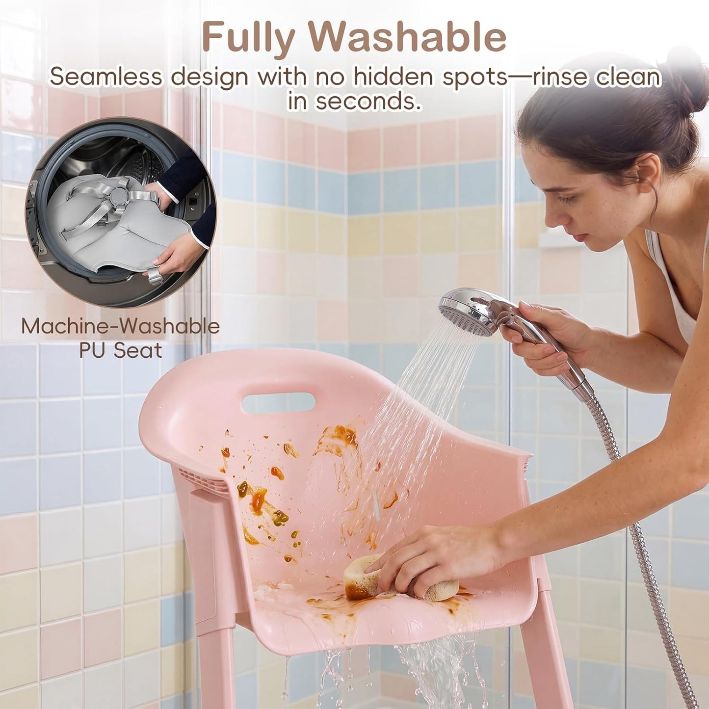 INFANS Silla alta lavable de cuerpo completo con bandeja extraíble...