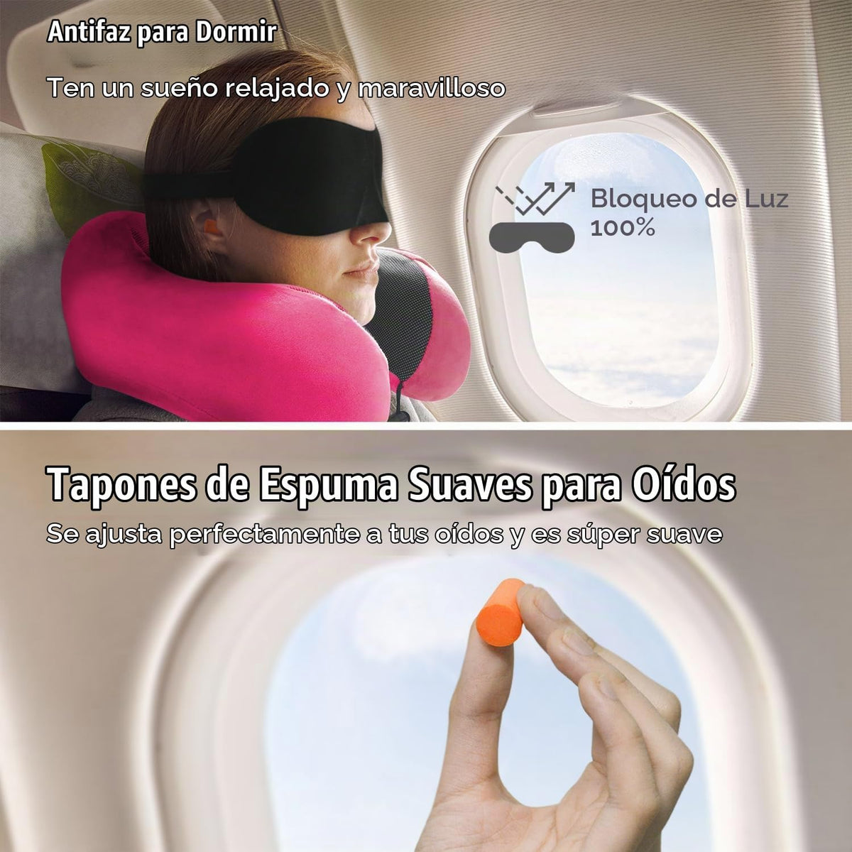 Elvodosia Almohada de viaje, almohada de cuello de espuma viscoelás...