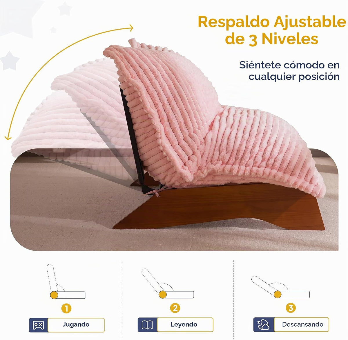 MAXYOYO Silla ajustable para sala de estar, puf de 3 posiciones con...