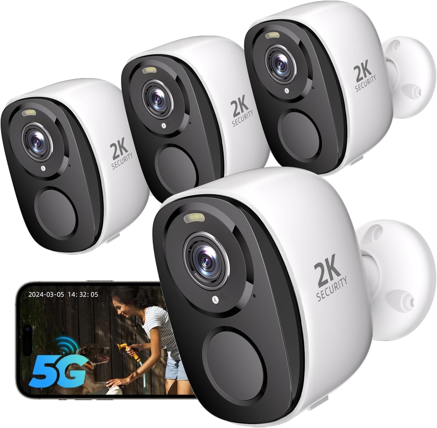Rraycom 4pc cámaras de seguridad inalámbricas al aire libre con bat...