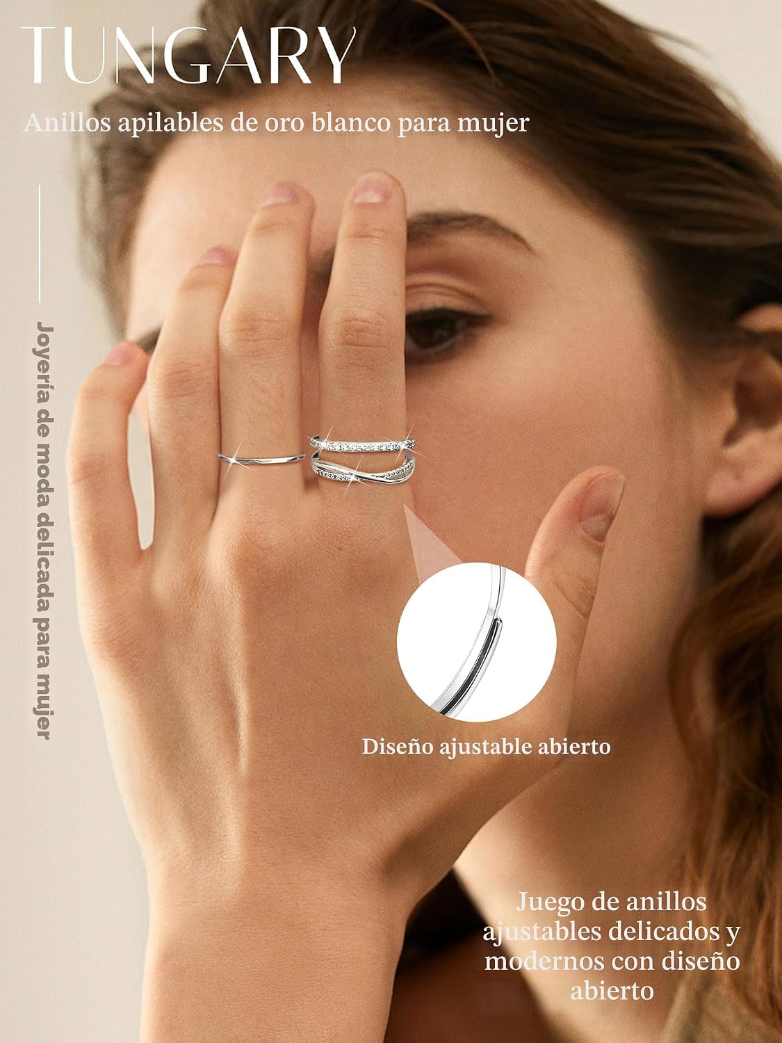 Anillos de oro apilables de Tungary para mujer, no se deslustran, a...
