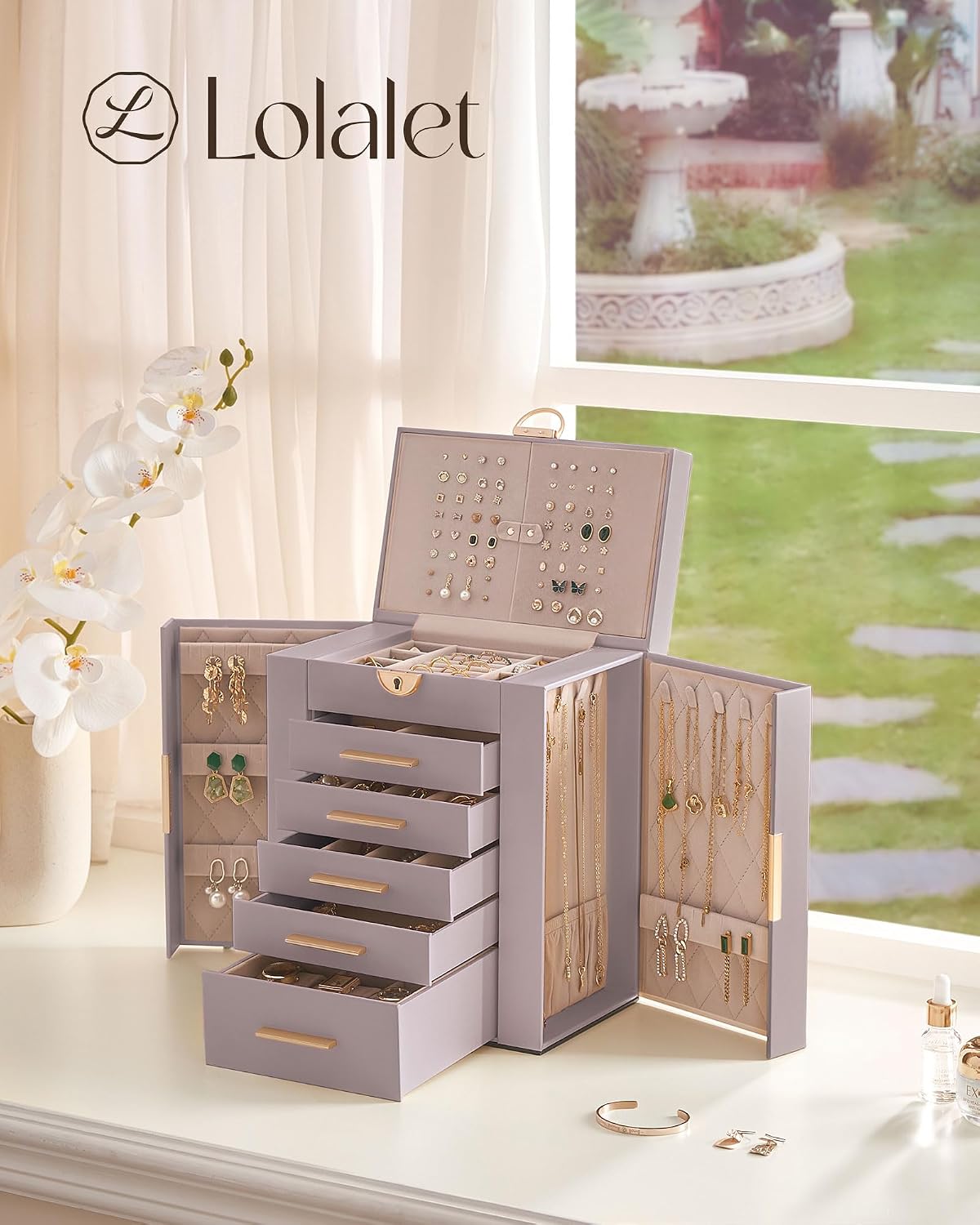 Lolalet Joyero organizador grande para mujer, organizador de joyas...