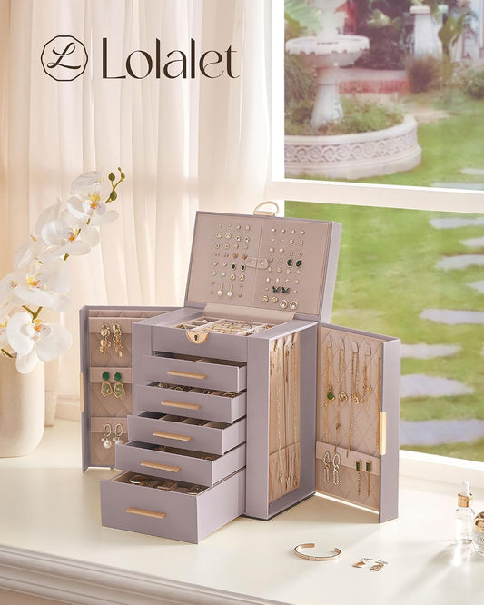 Lolalet Joyero organizador grande para mujer, organizador de joyas...