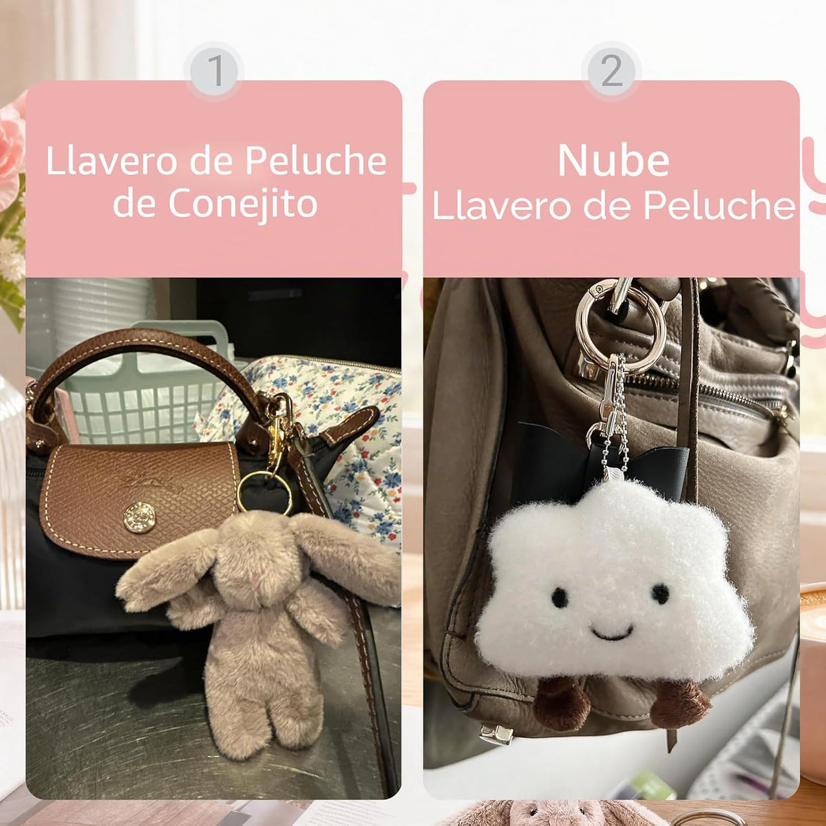 Miokkley Lindo llavero de peluche de conejo para mochila, mini llav...