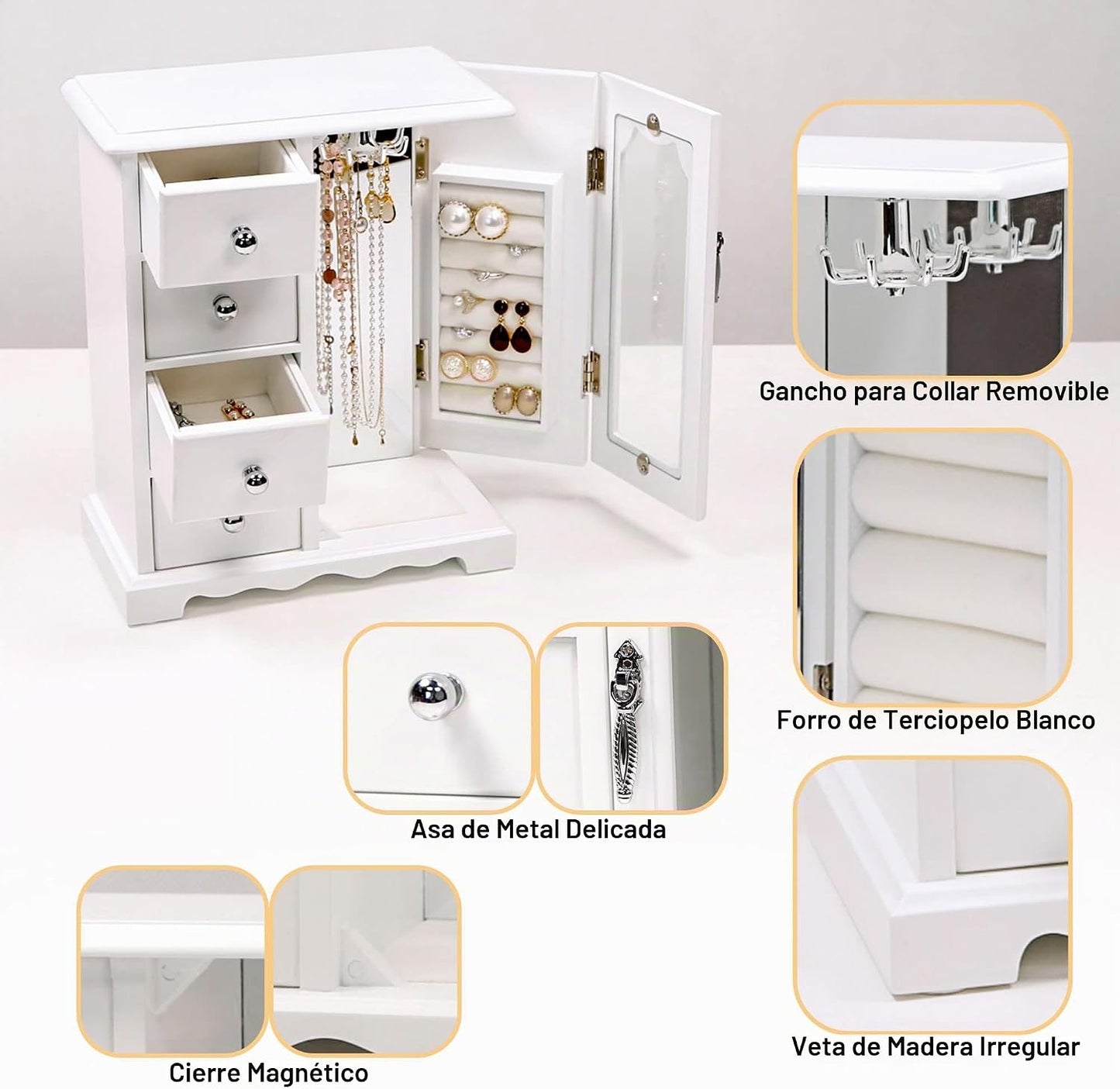 Kendal Caja de Joyería de Madera para Mujeres, Organizador de Joyas...