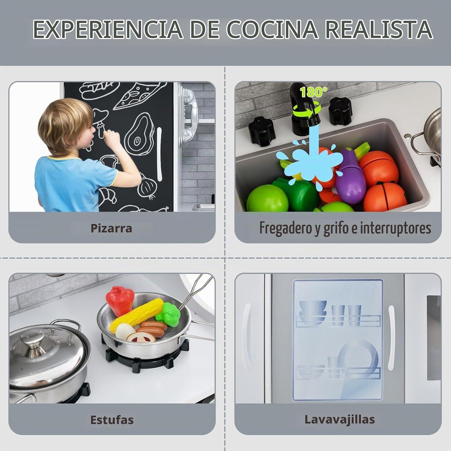 Costzon Juego de Cocina para Niños, Set de Juguetes de Cocina de Ma...