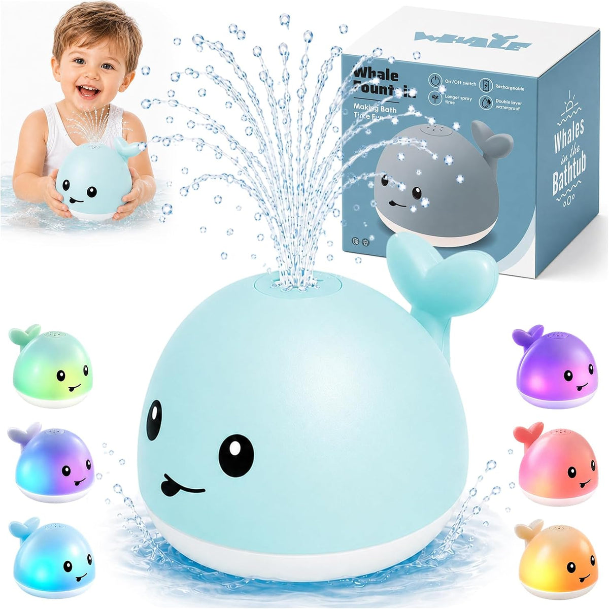 Gigilli Juguetes de baño para bebés, rociador de juguete de baño de...