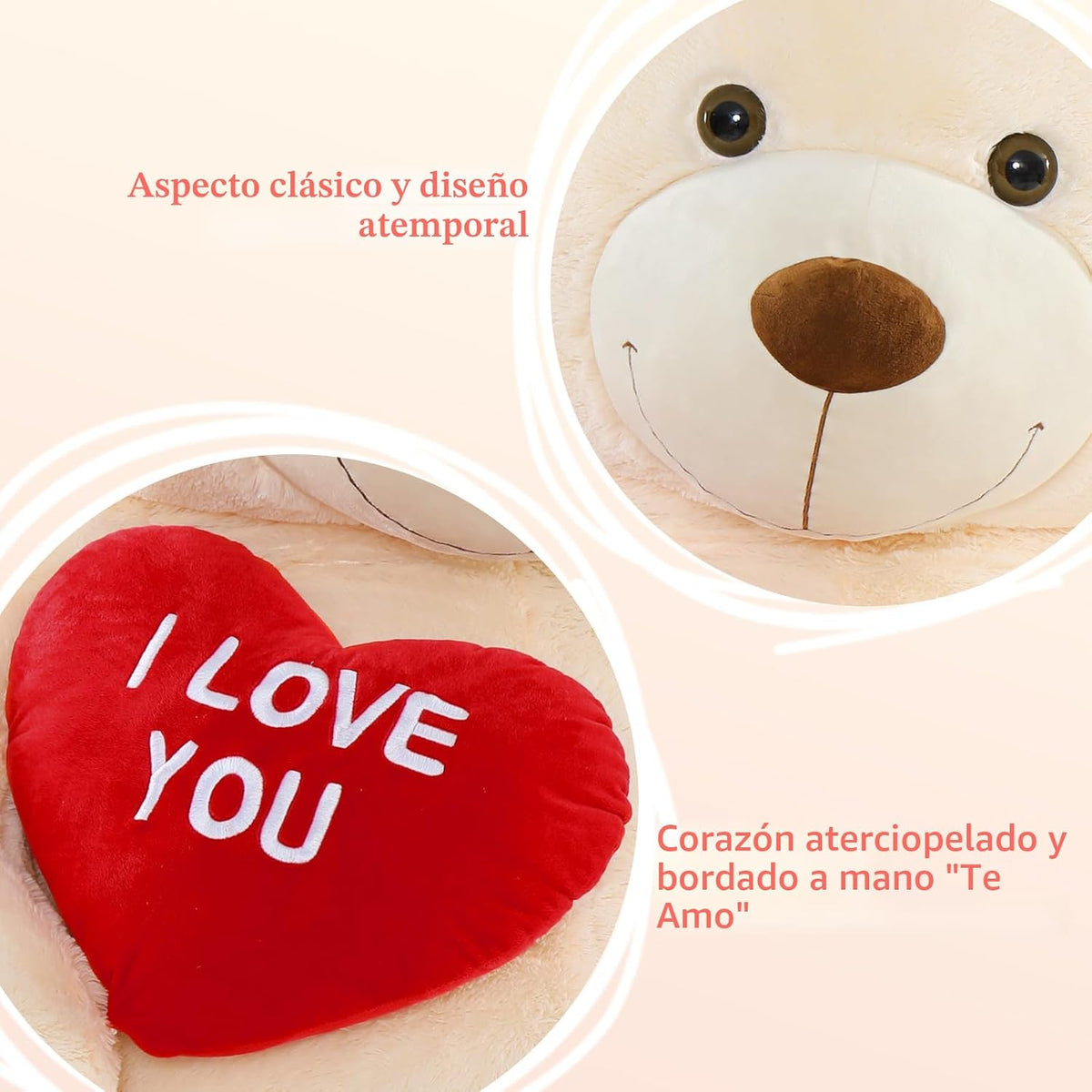 BENINY Oso de Peluche Gigante de 132 cm - Gran Animal de Peluche co...