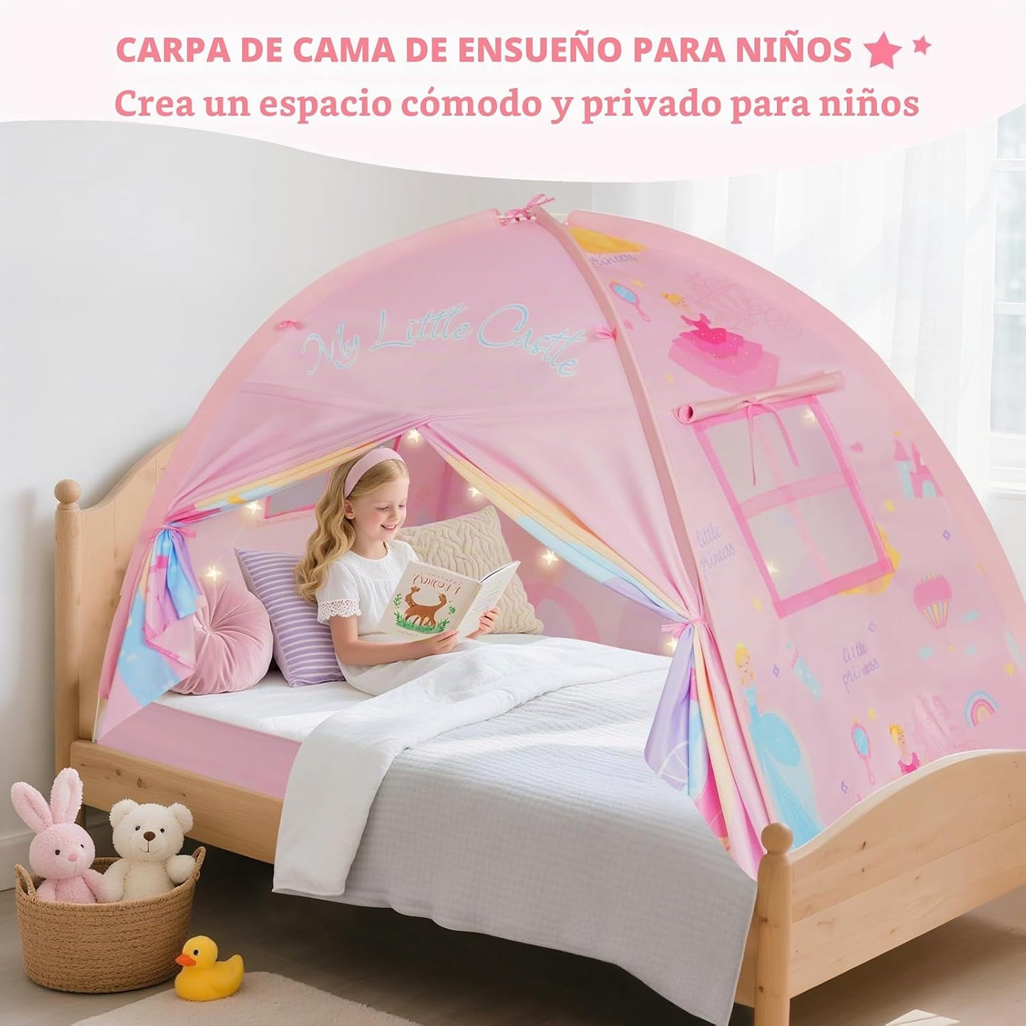 PIIKAGO Tienda de campaña de cama doble para niños, dosel de cama d...