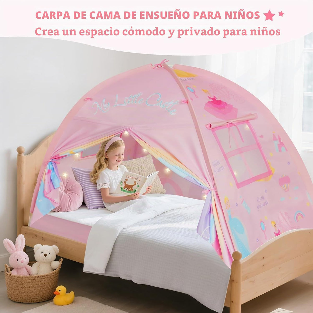 PIIKAGO Tienda de campaña de cama doble para niños, dosel de cama d...