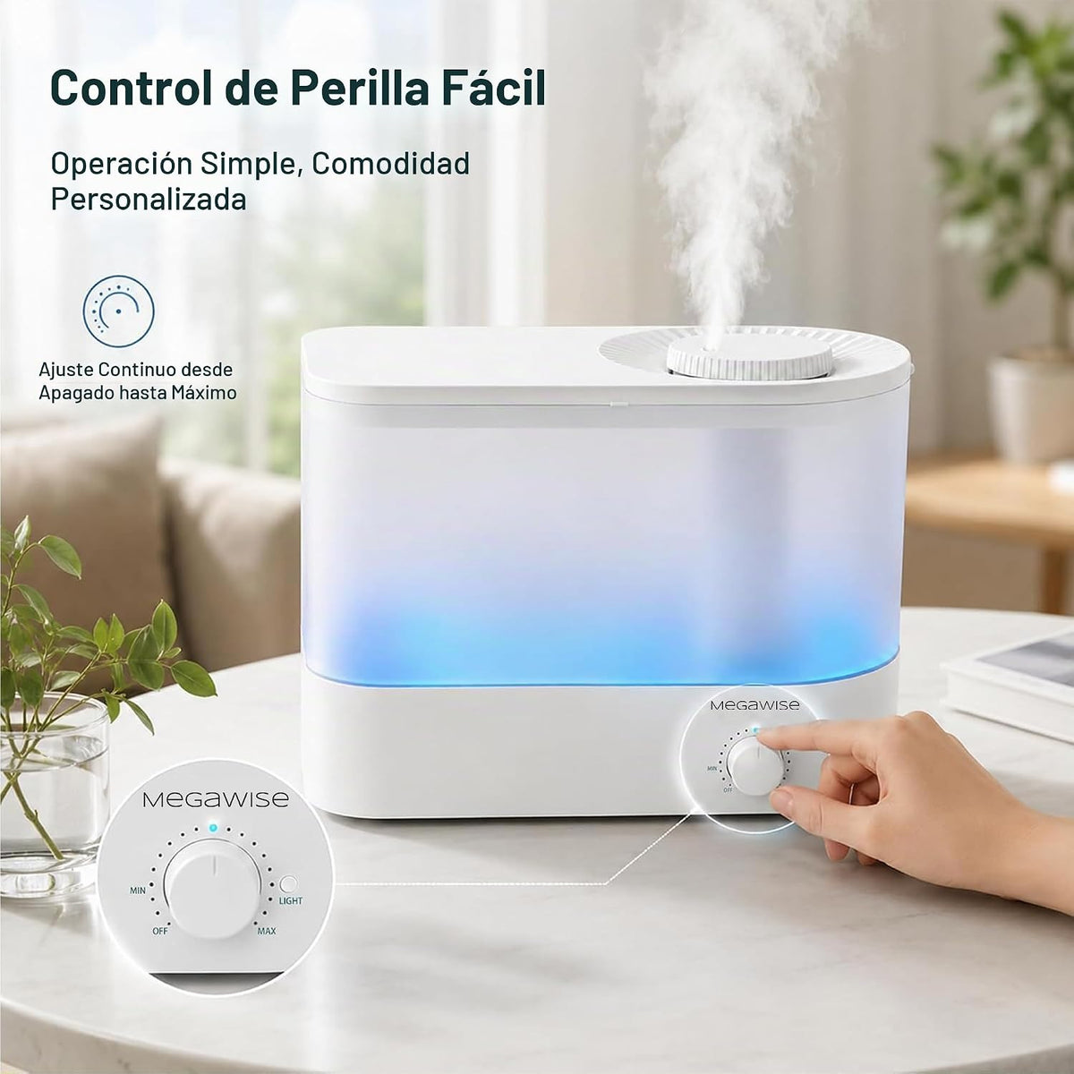 MEGAWISE Humidificador de niebla fría de llenado superior de 6L par...