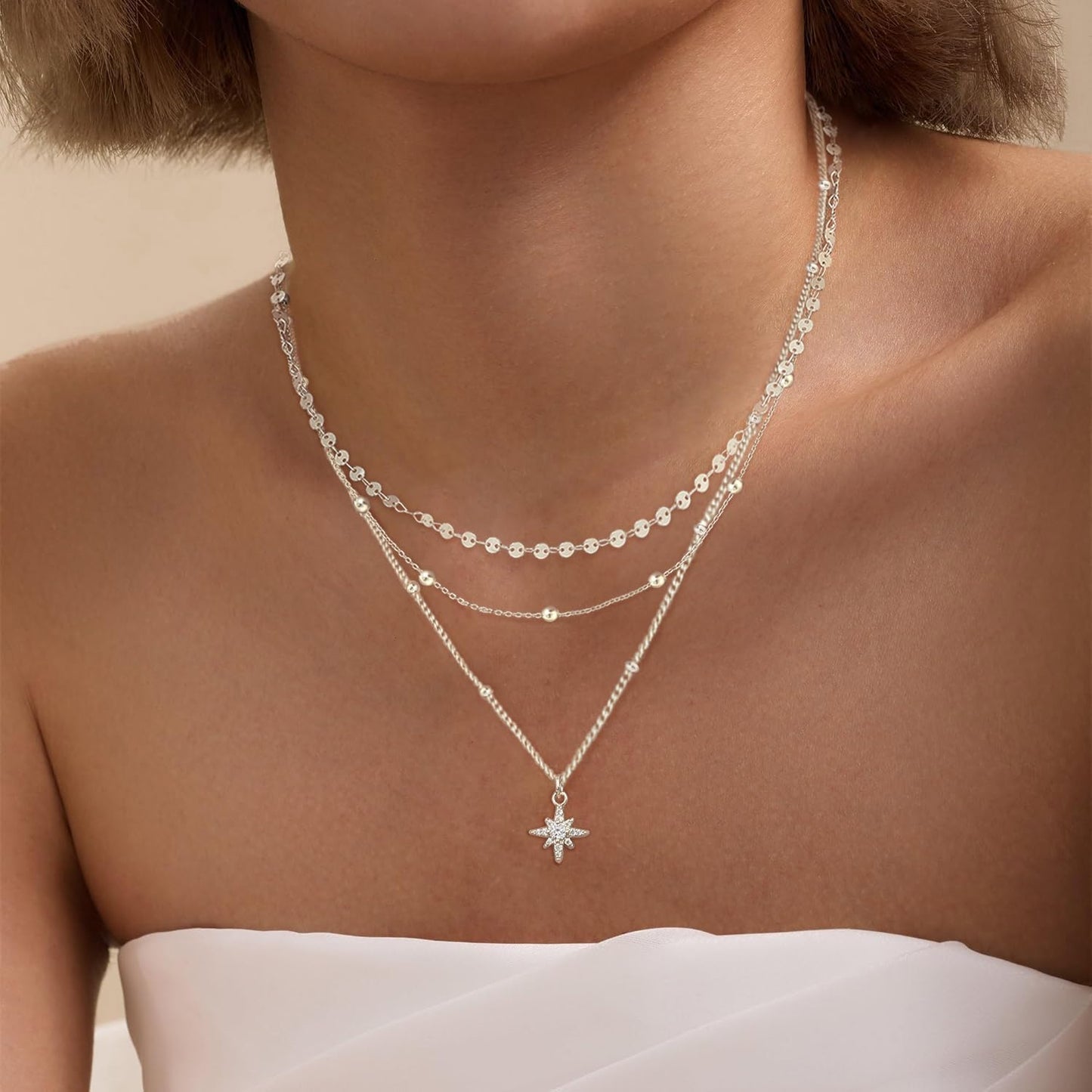 XIXINI Collares en capas para mujer, collar de oro delicado chapado...