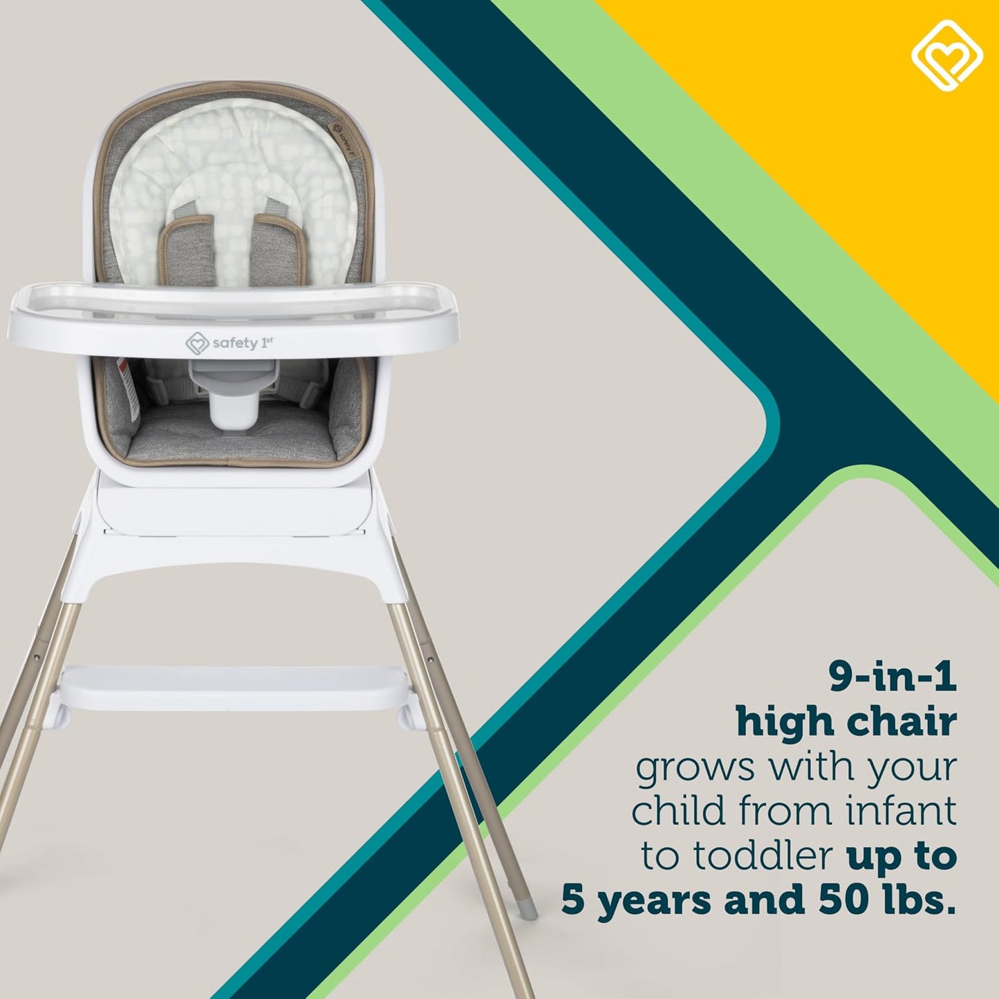 Safety 1st Grow and Go Essential Silla alta giratoria, color gris f...