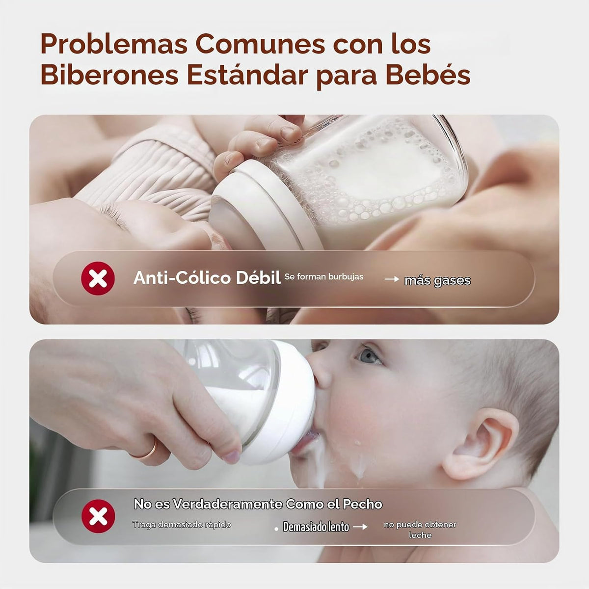Thyseed Biberón de vidrio anticólicos para bebés amamantados, alime...