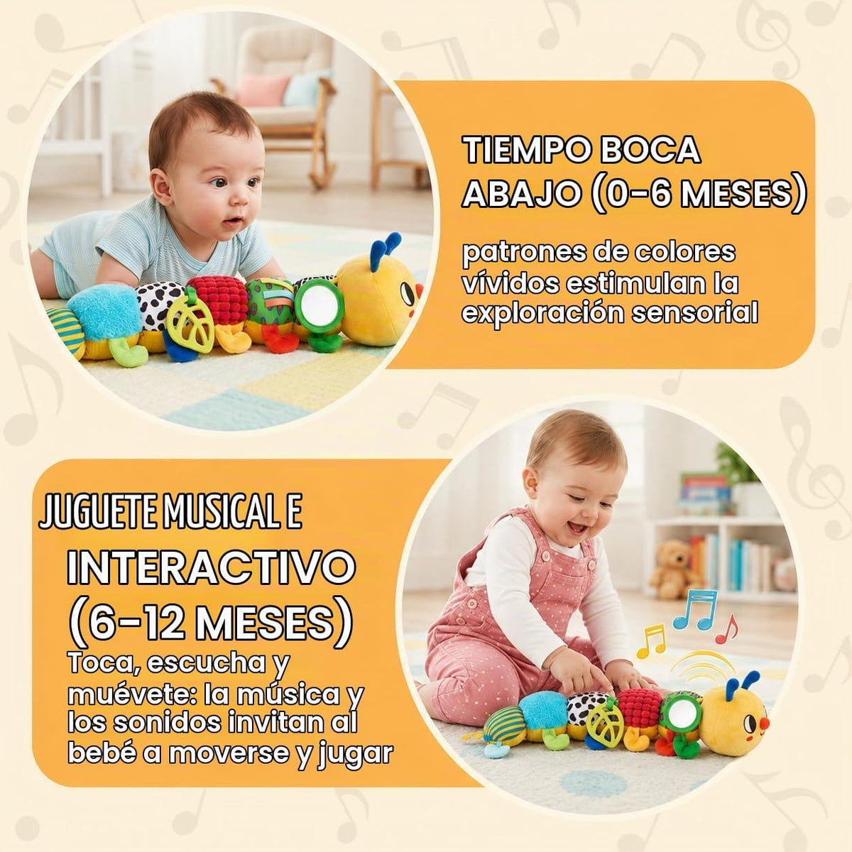 JoyCat Juguetes para bebés de 0 a 18 meses, juguete musical que reb...