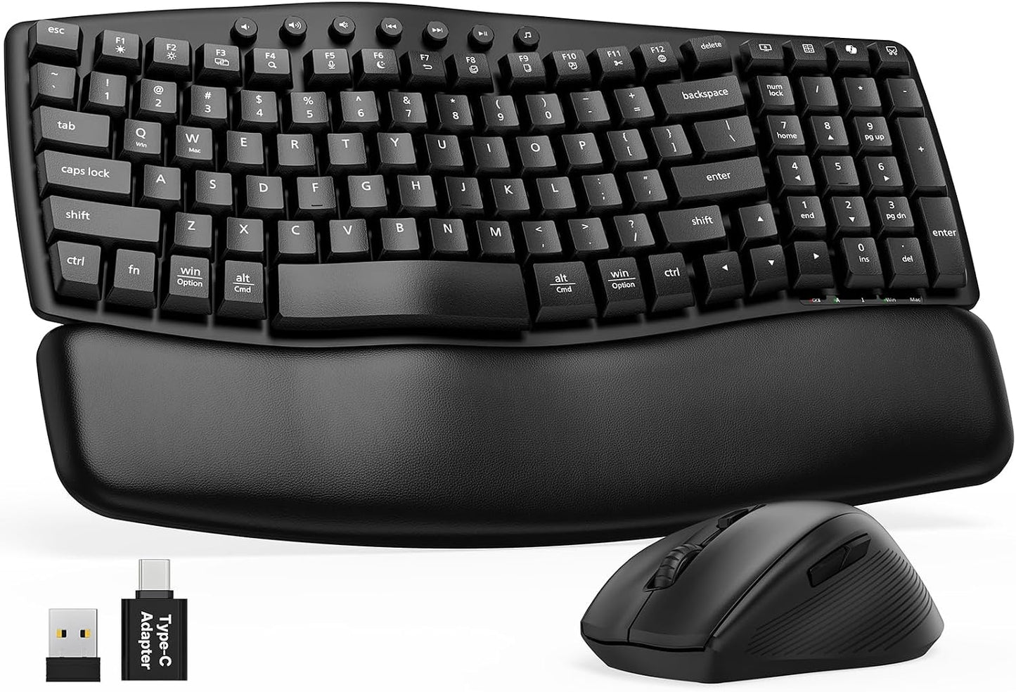 SABLUTE MA61 Teclado inalámbrico y mouse ergonómico, teclas de onda...