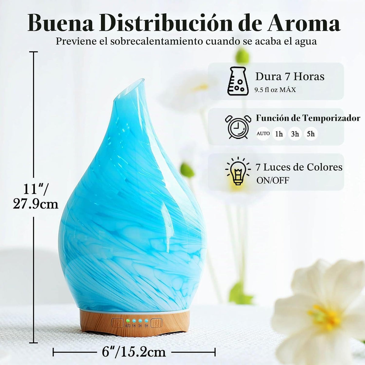 Porseme Difusor de aceite esencial de 9.5 fl oz, difusor de aire de...