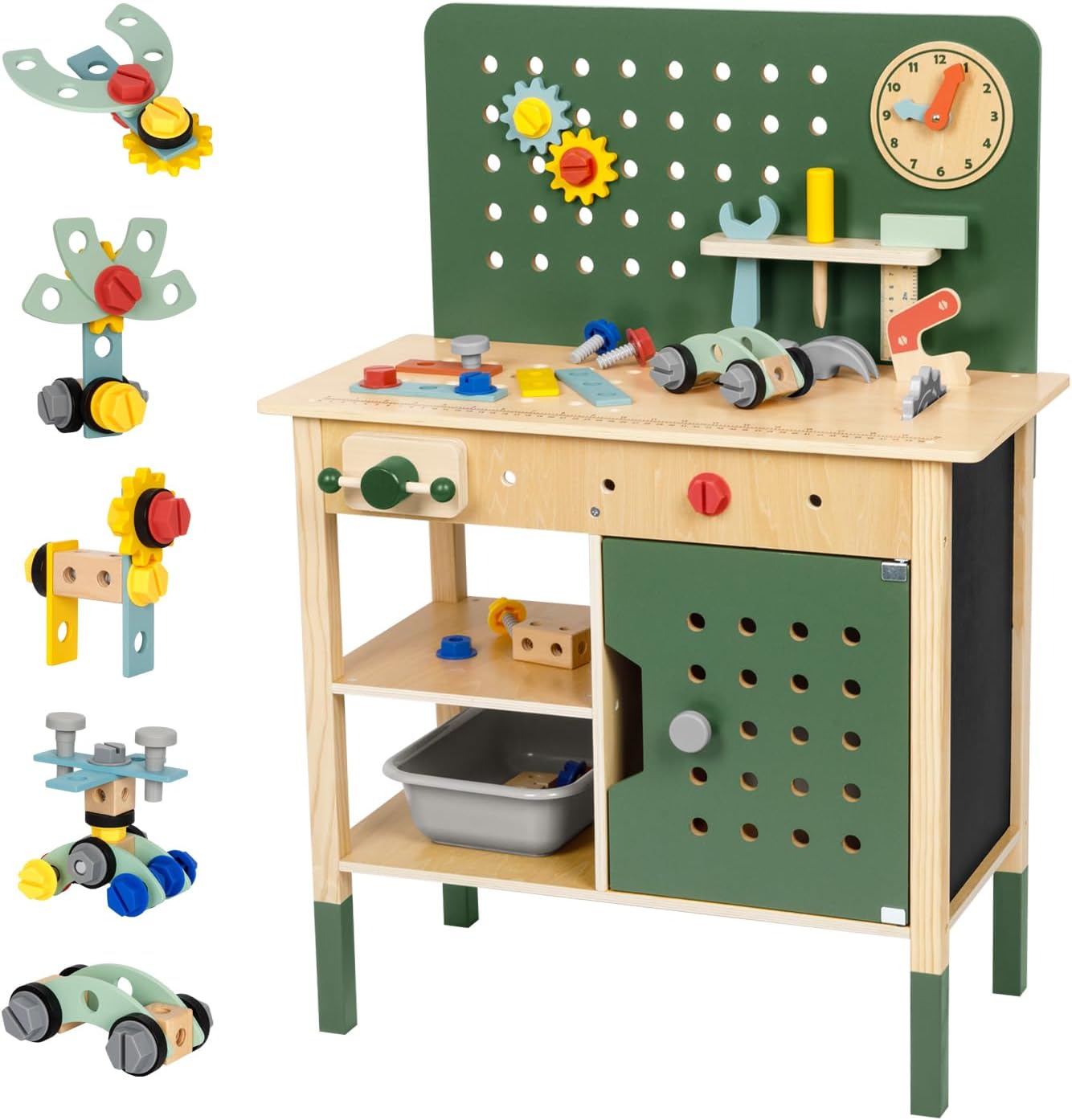 OOOK Banco de herramientas para niños, banco de trabajo de madera c...