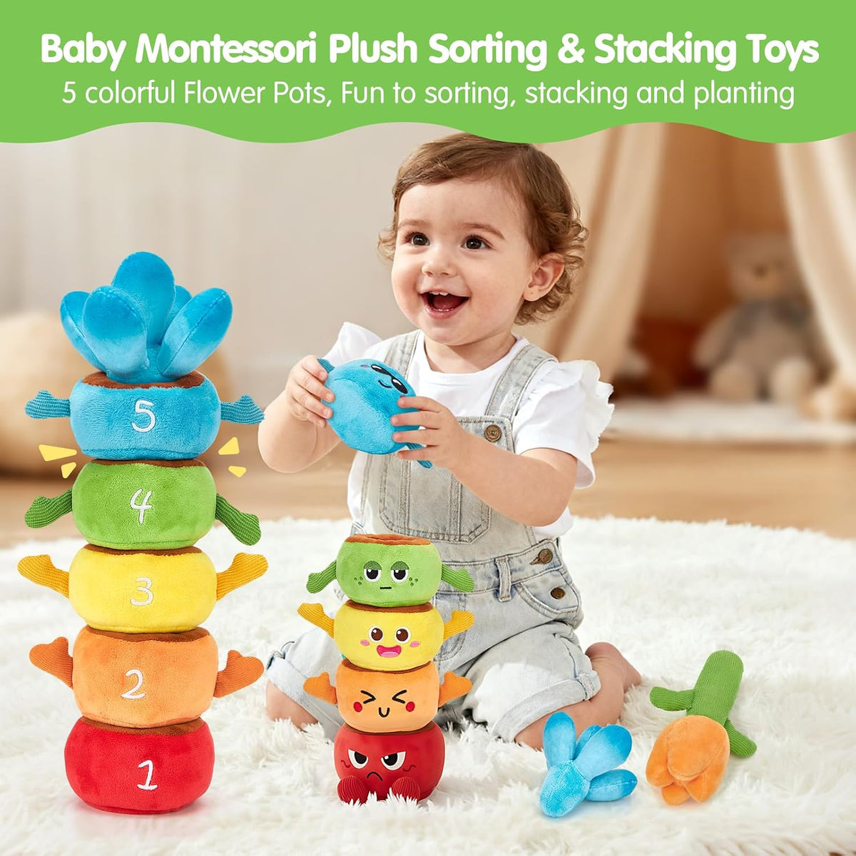 Hahaland Montessori - Paquete de juguetes sensoriales para bebés y...