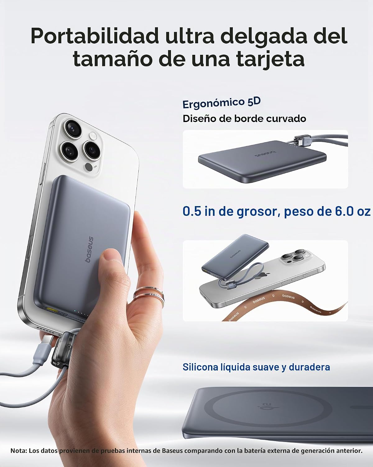Baseus Picogo Qi2 - Cargador portátil Magsafe de 15 W, cargador por...