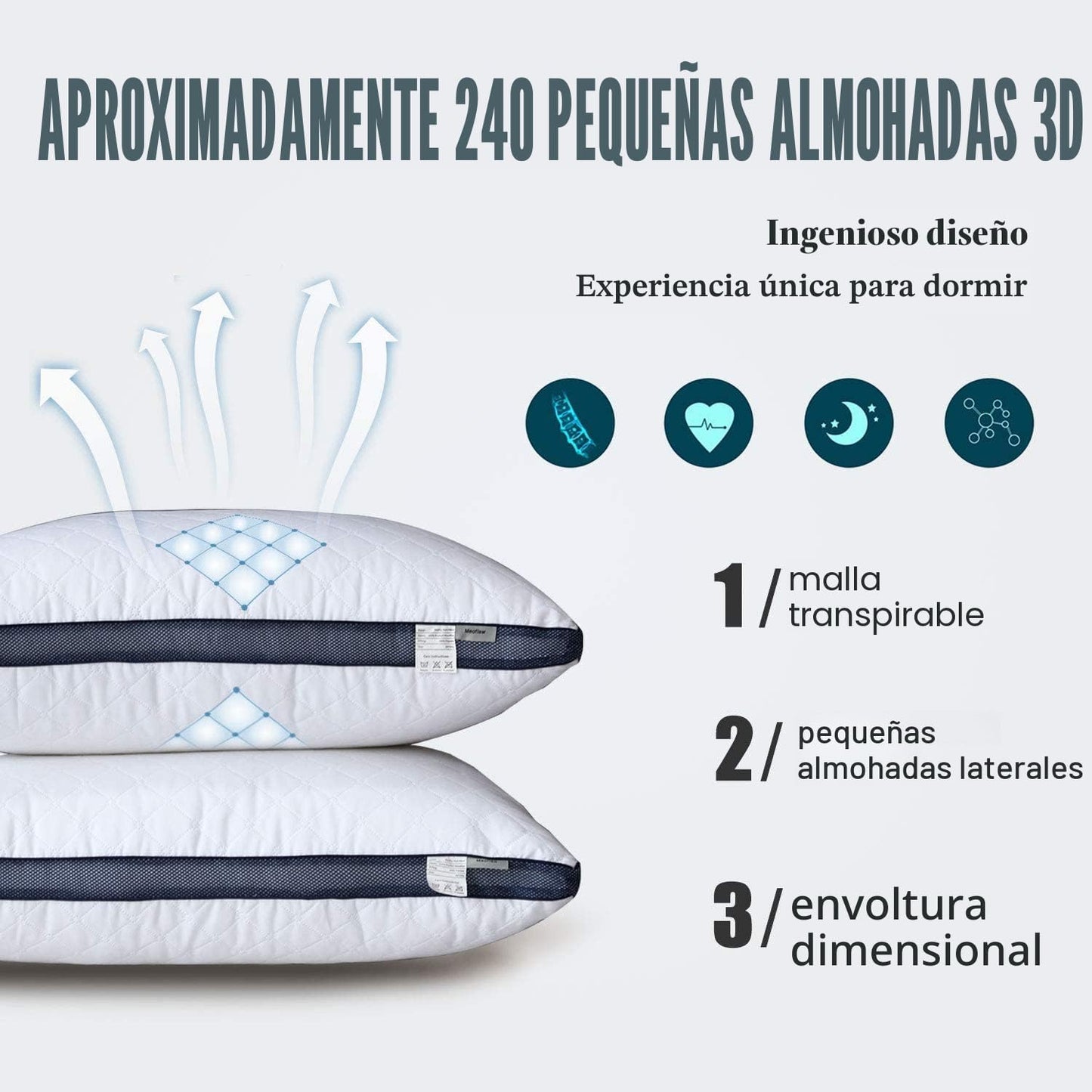 Meoflaw - Almohadas para dormir (2 unidades), juego de 2 almohadas...