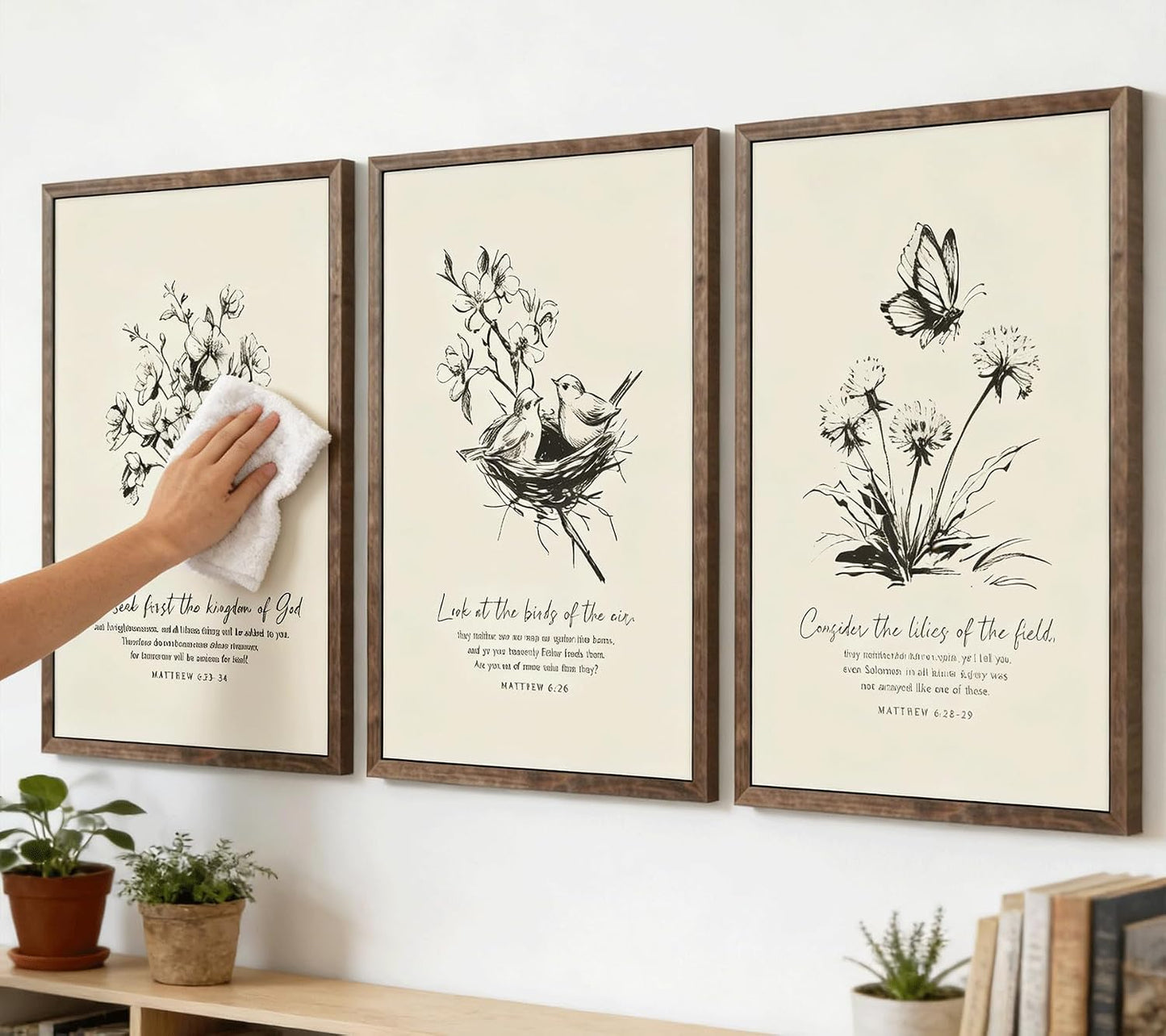 3 pósteres de lienzo floral cristiano para pared, arte de pared con...