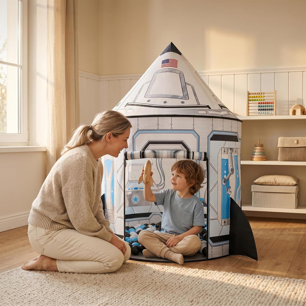 PigPigPen Tienda de campaña Rocket Ship para niños: casa de juegos...