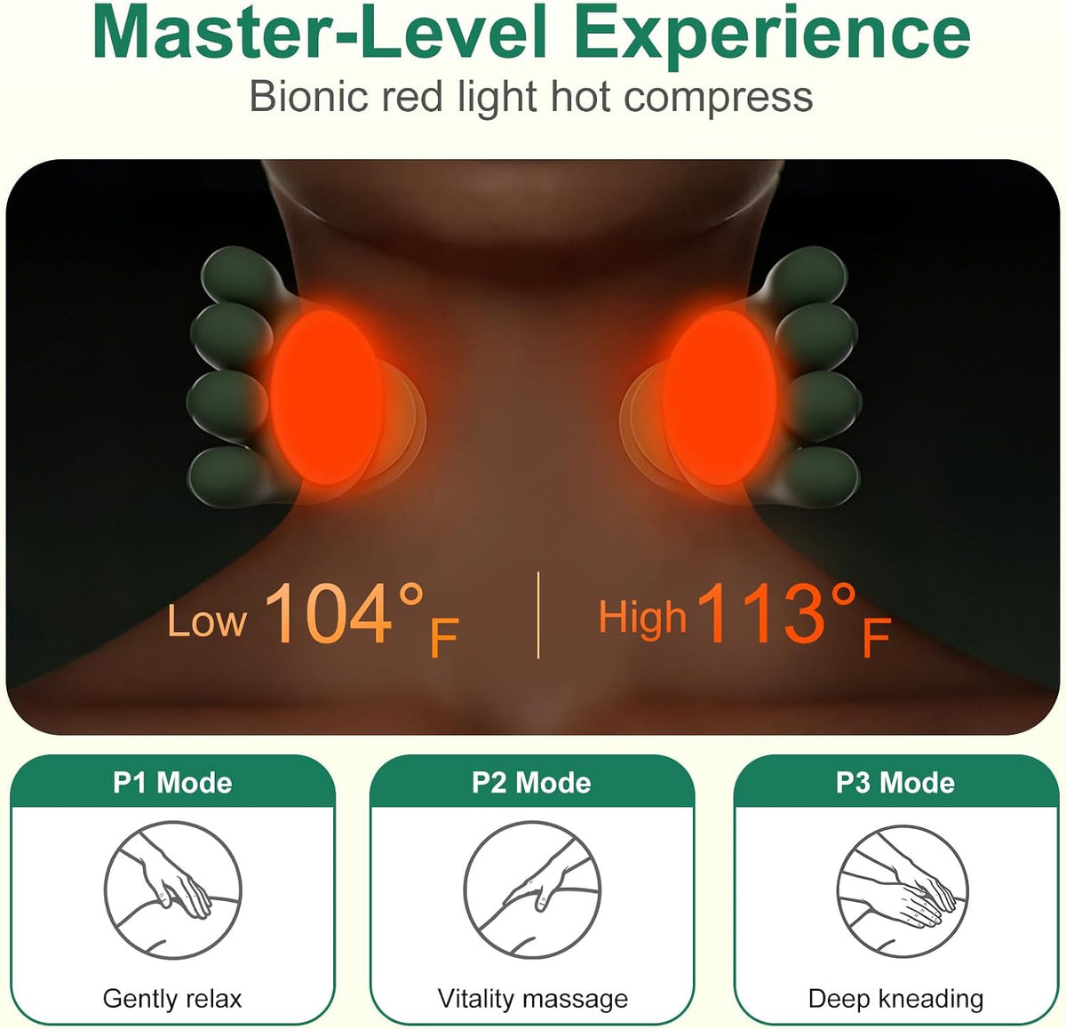 NoxLumina Masajeador de cuello similar al humano con calor para ali...