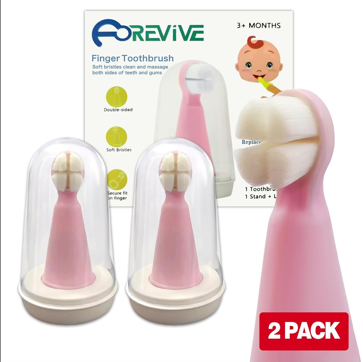FOREVIVE Cepillo de dientes para bebés y niños pequeños de 0 a 3 añ...