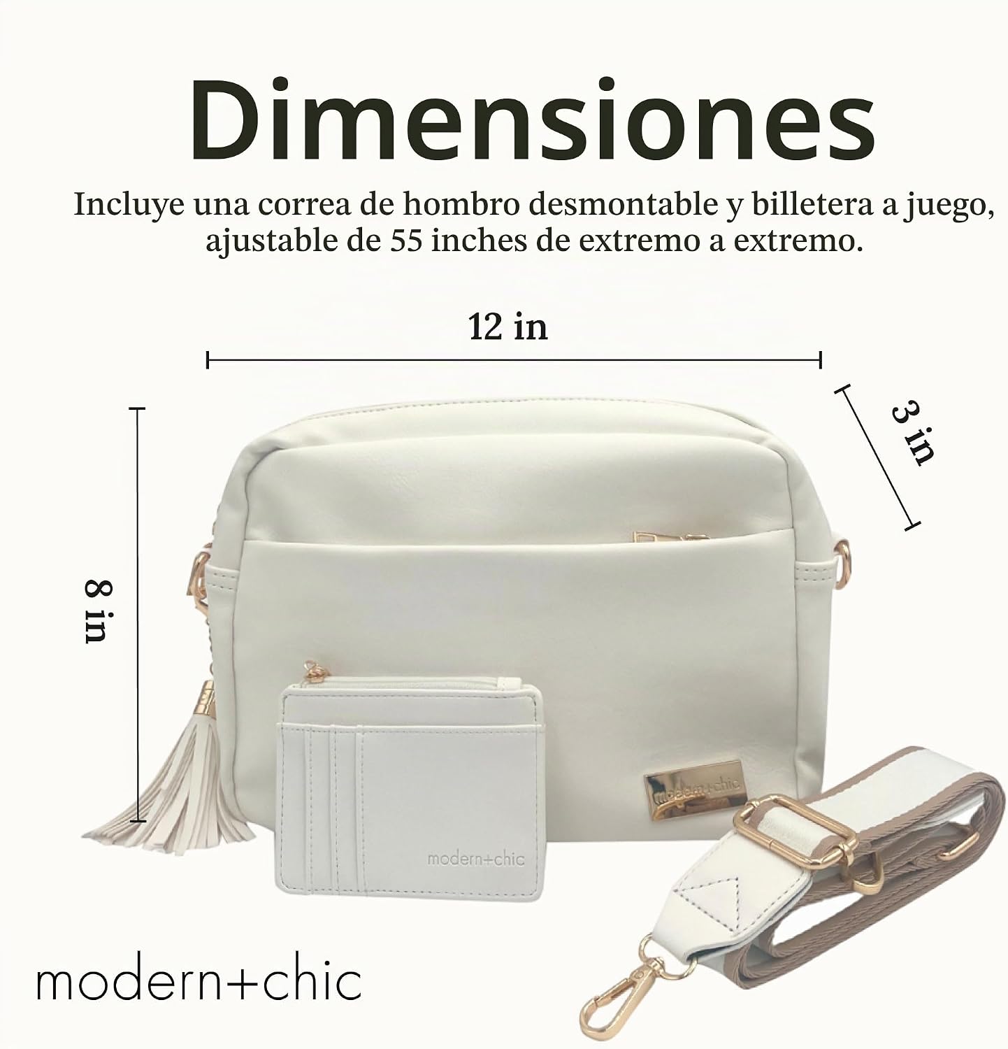 Modern+Chic Bolso cruzado Alice: bolso de cuero vegano con amplios...