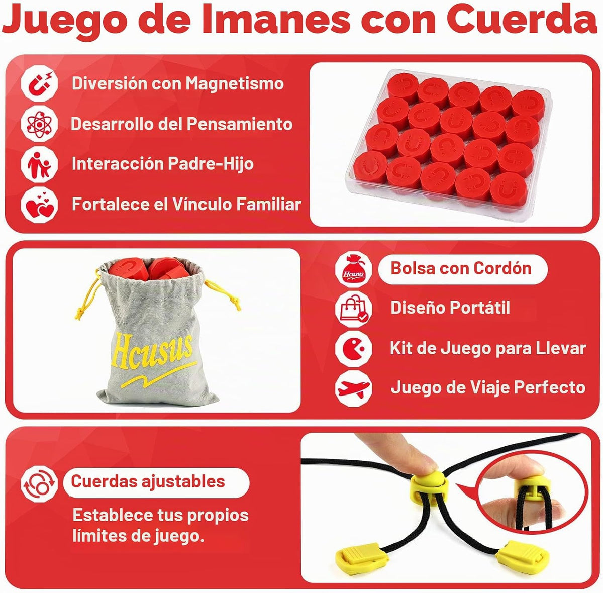 Juego de imán, juego magnético con cuerda, juegos de mesa para adul...